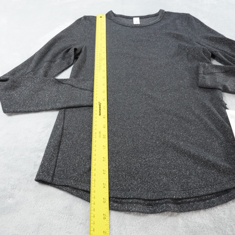 Lululemon Hold Tight Long Sleeve Shirt Womens 10 Black Silver Shimmer Stretch - Picture 8 of 11